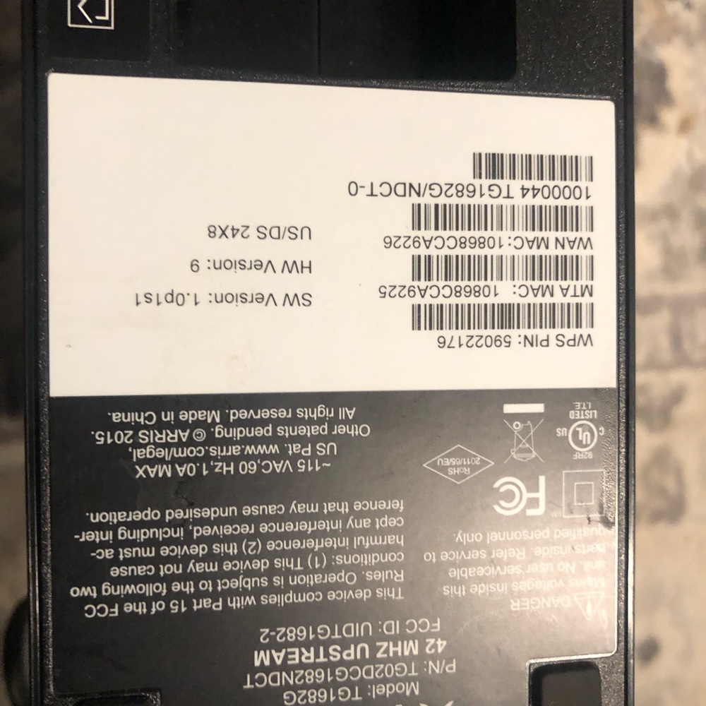 Xfinity Arris TG1682G Dual Band Wireless 802.11ac Cable Modem Router w/ Cord - Picture 16 of 16